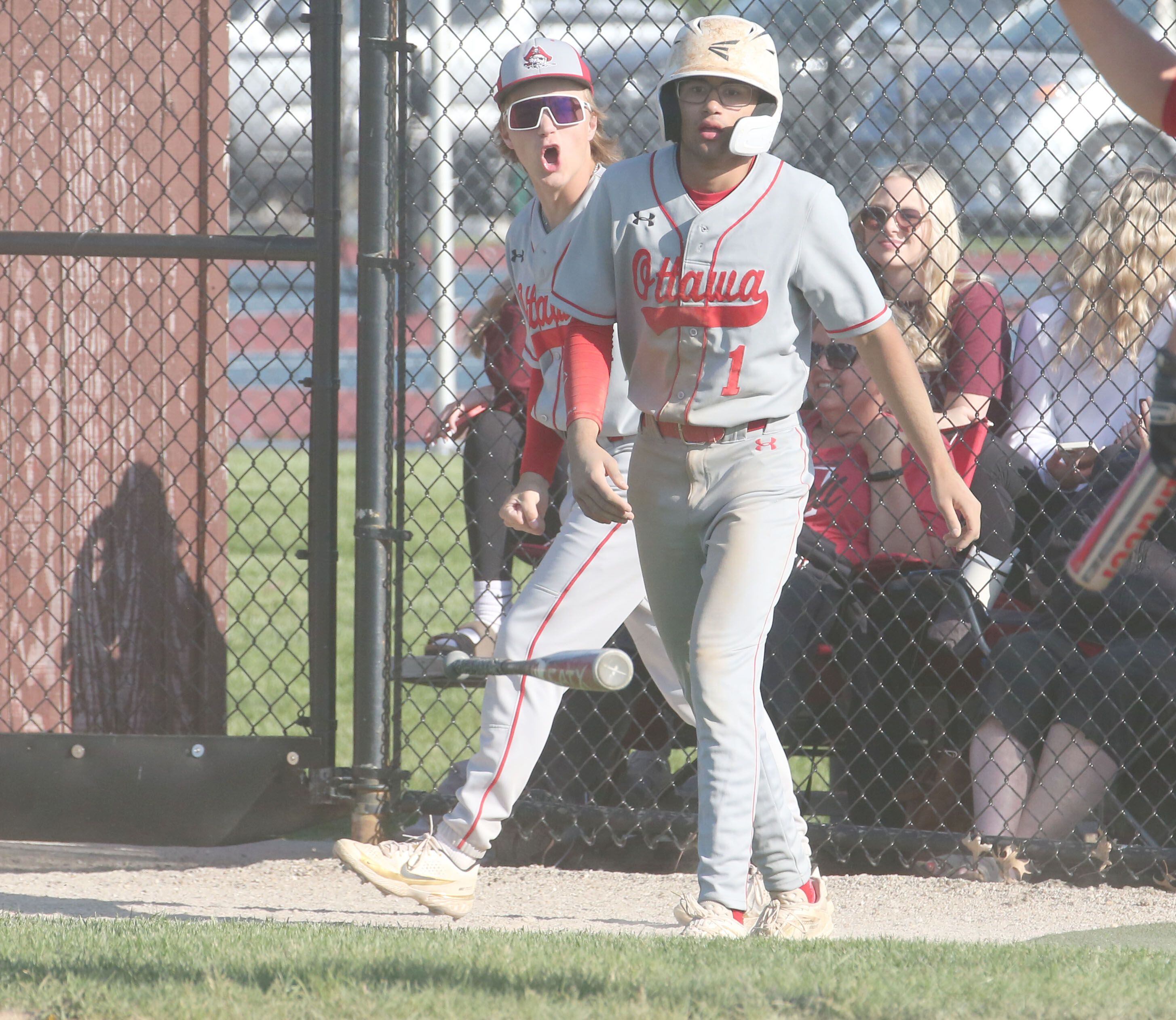 Ottawa's Huston Hart reacts with teammate Julian Alexander after scoring the Pirates' only run.