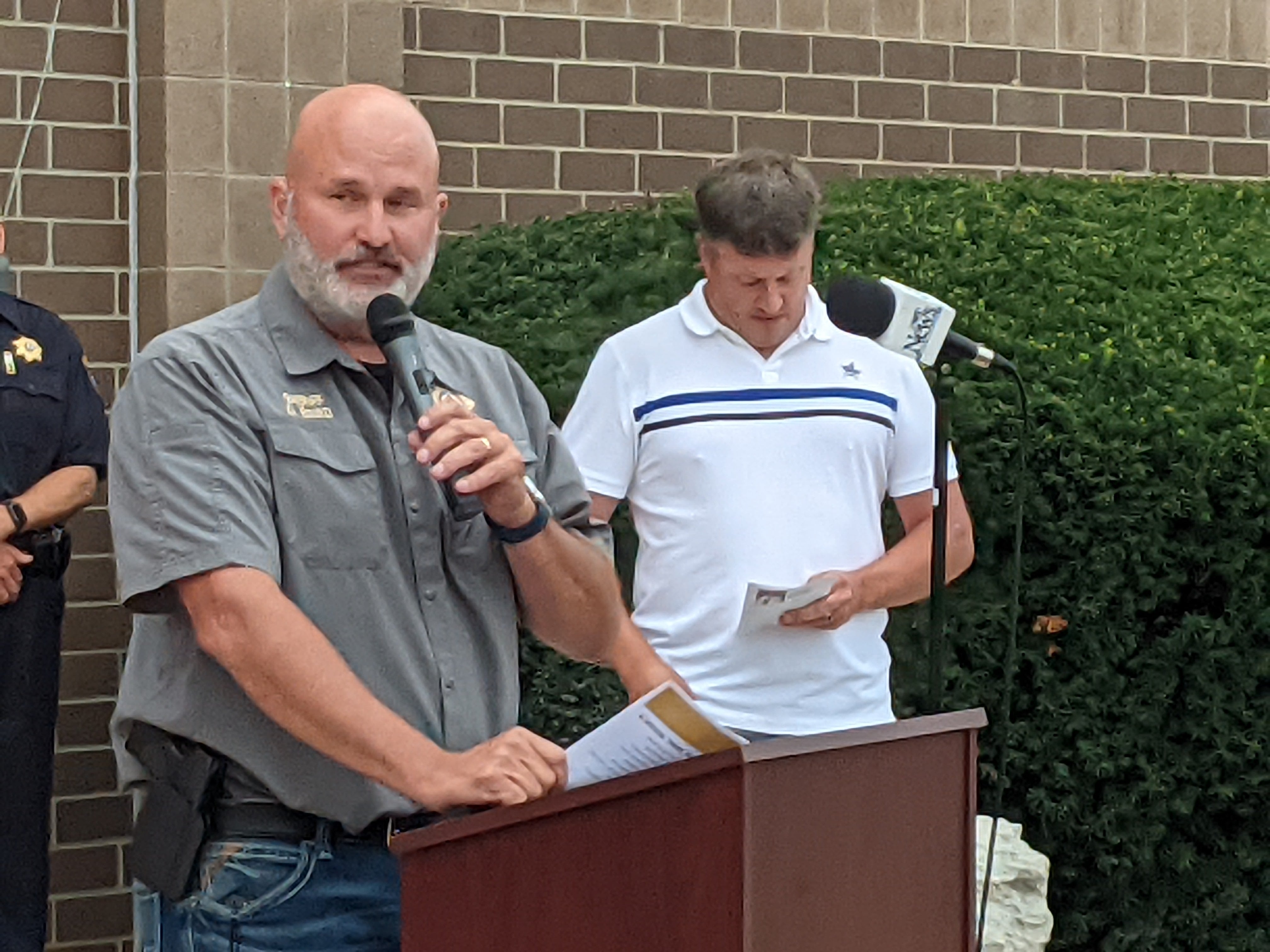 Kendall County Sheriff Dwight Baird speaks during the Aug. 6 dedication ceremony.