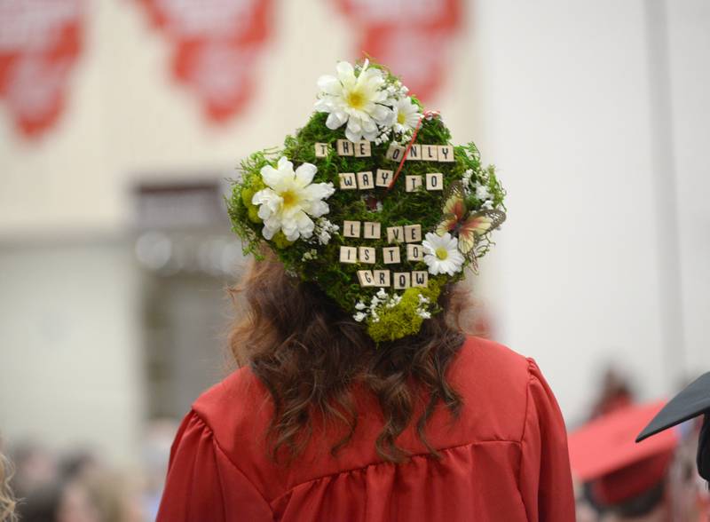 Gabrielle Sandell's graduation hat had this message on its top: "The only way to live is to grow". Sandell was one of the graduates who took part in Oregon High School's commencement on Sunday, May 19, 2024.