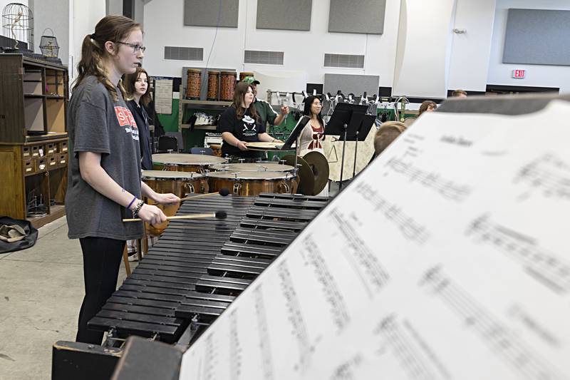 The Rock Falls band practices for the IHSA organizational music contests Tuesday, April 11, 2023. Competition will be this Friday and Saturday.