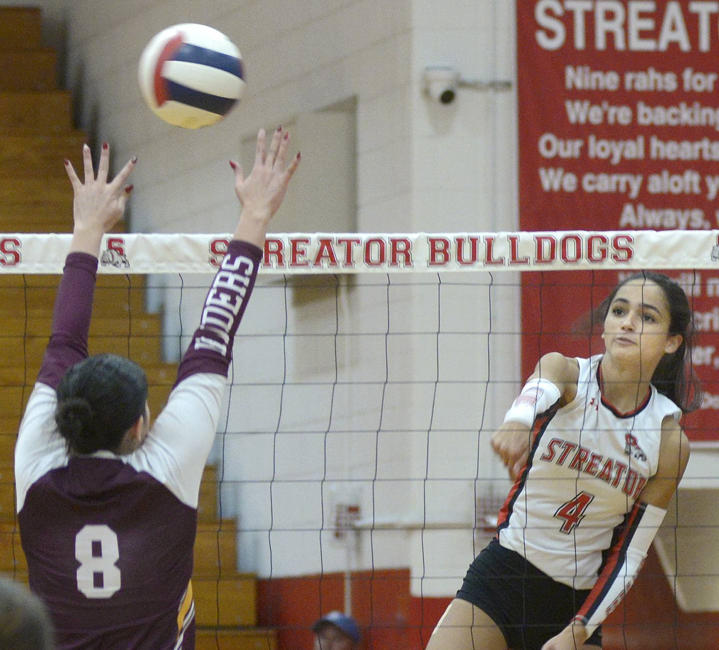 Streator’s Sonia Proksa returns a volley as East Peoria’s Addison Billingsley during the first set Monday at Streator.