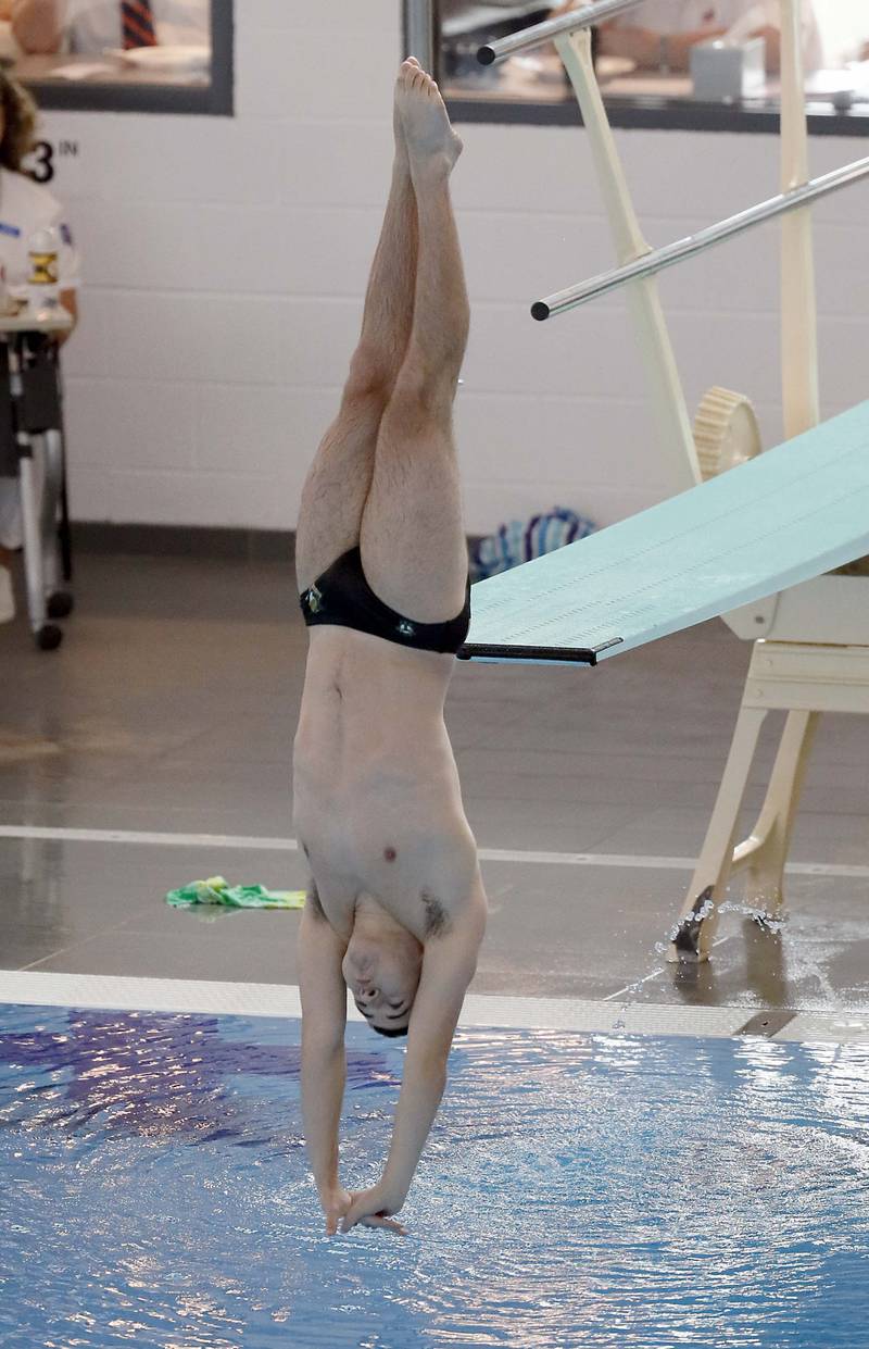 Danny Silverstein of Stevenson competes in the Boys 1 mtr Diving during the IHSA Boys state swim finals Saturday February 25, 2023 in Westmont.