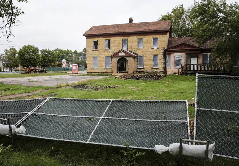 The George Casseday house can be seen Tuesday, Sept. 3, 2019, along Jackson Street in Joliet, Ill. Last ditch efforts are being made to move the historic Joliet home that dates back over 170 years.