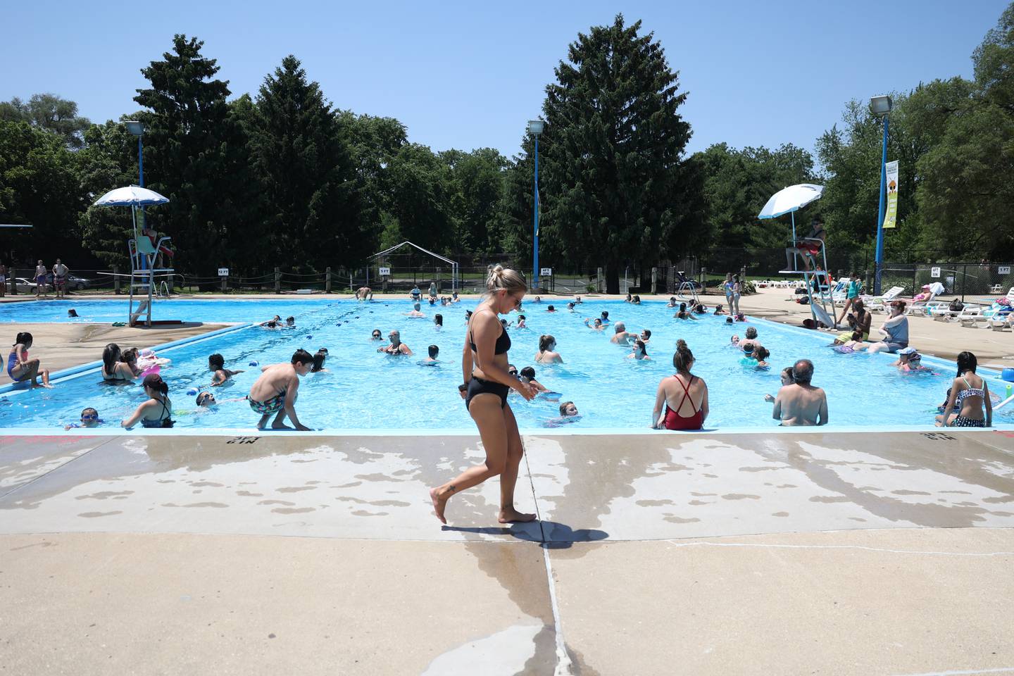 As temperatures reach triple digits residents of Plainfield find relief at the Ottawa Street Pool in Plainfield. Tuesday, June 14, 2022 in Plainfield.