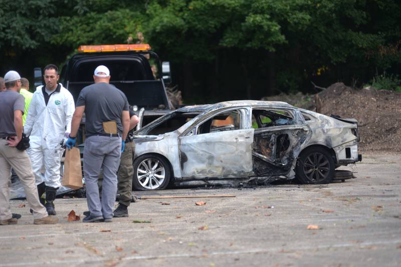 Dixon Rural firefighters and Lee County deputies investigated a vehicle explosion in a parking lot at Lowell Park, north of Dixon, on the morning of Thursday, Sept. 28, 2023. One person was found deceased in the driver's seat. Officials from the state fire marshal's office and the ATF also were called to the scene.