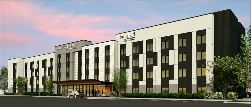 Concept art of a four-story hotel slated for 902 Peace Road in DeKalb, according to development plans published by the City of DeKalb for an Aug. 19, 2024, Planning and Zoning Commission meeting.