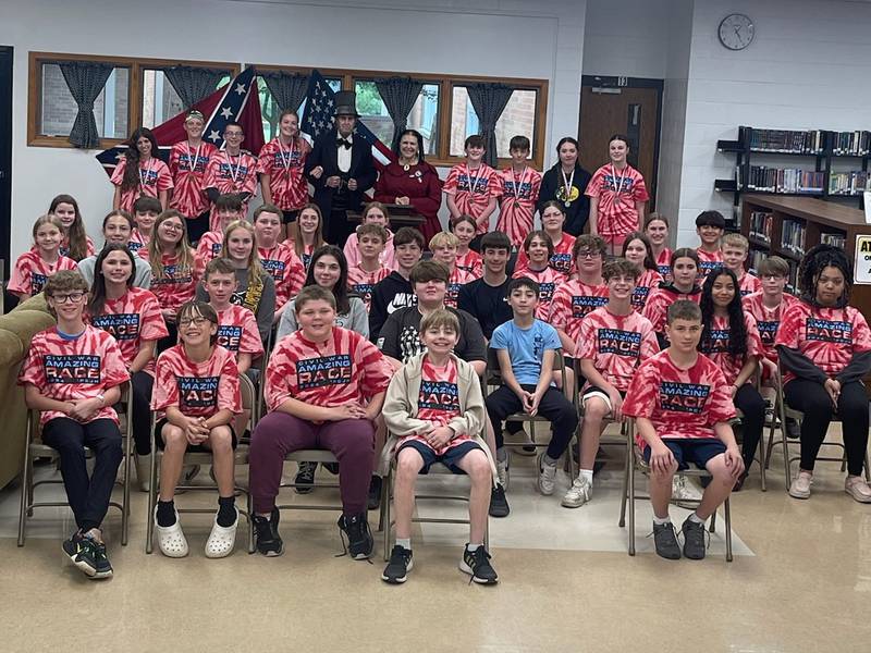 The 48 seventh-grade students competed in the Civil War Amazing Race at Putnam County Junior High May 7 through May 9.