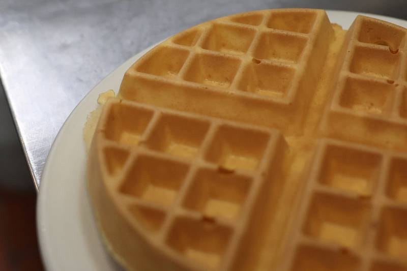 A waffle waits to be prepared for an order at Tasty Waffle in Romeoville.