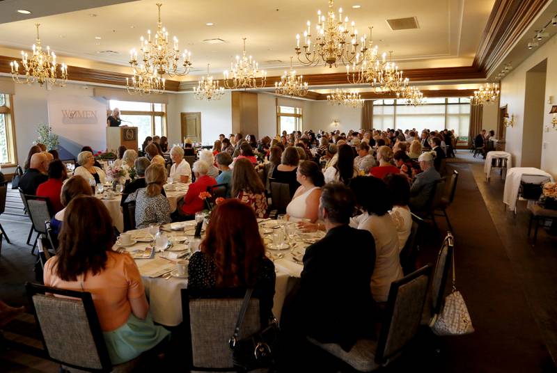 Amy Hernon, of the Community Foundation fo McHenry County, speaks during the Northwest Herald's Women of Distinction award luncheon Wednesday June 5, 2024, at Boulder Ridge Country Club, in Lake in the Hills. The luncheon recognized 11 women in the community as Women of Distinction.