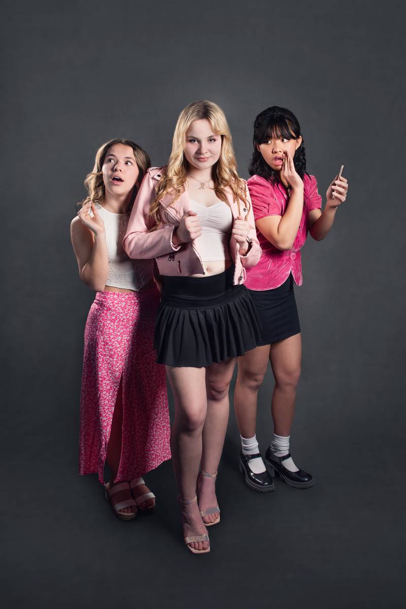 The Plastics from Mean Girls will be (L to R) Maggie Adams, Woodstock High School senior as Karen Smith, Woodstock High School Senior Kamila Kay as Regina George and Woodstock North High School Senior Morgan Tolentino-Siazon as Gretchen Weiners.