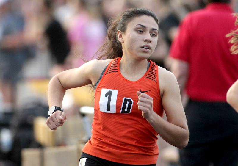 DeKalb’s Korima Gonzalez competes in the 800-meter run during the Class 3A Metea Valley girls track and field sectional on Thursday, May 11, 2023.