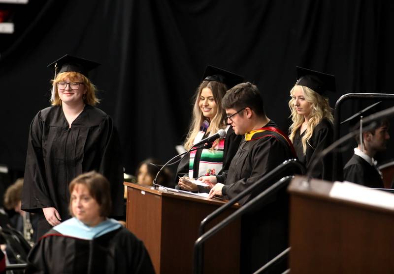 Kaneland High School graduates walk across the stage during the school’s 2024 Commencement Ceremony at Northern Illinois University in DeKalb on Sunday, May 19, 2024.
