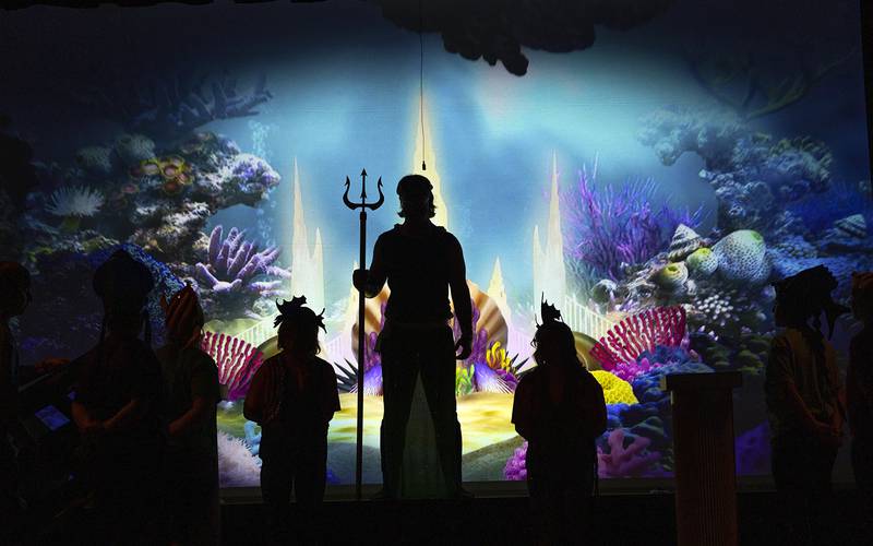 Cast members for Fulton High School’s “The Little Mermaid,” take the stage for opening night Friday, April 27, 2024.