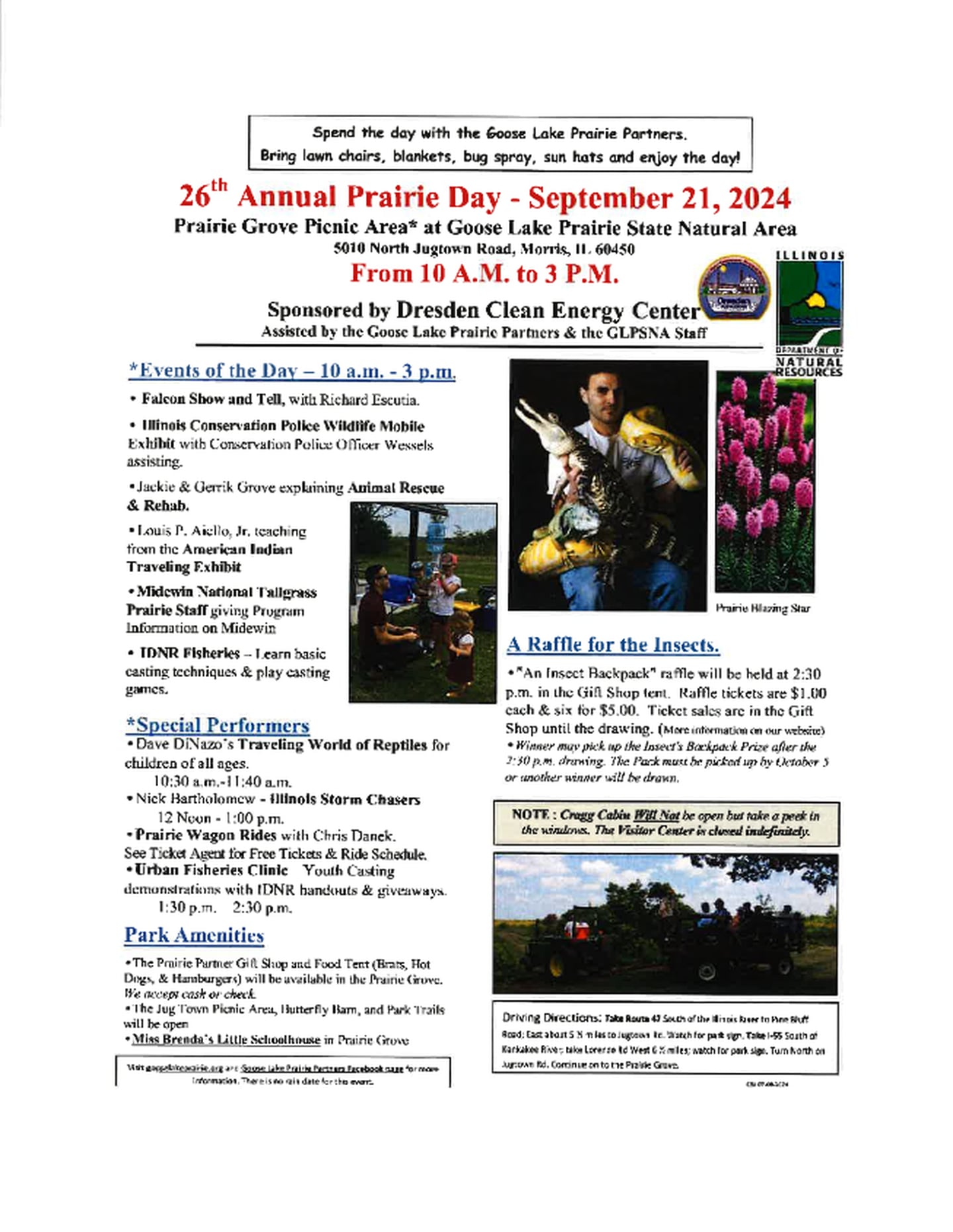 The flyer for the 26th annual Prairie Day on Saturday, Sept. 21 at the Goose Lake Prairie.