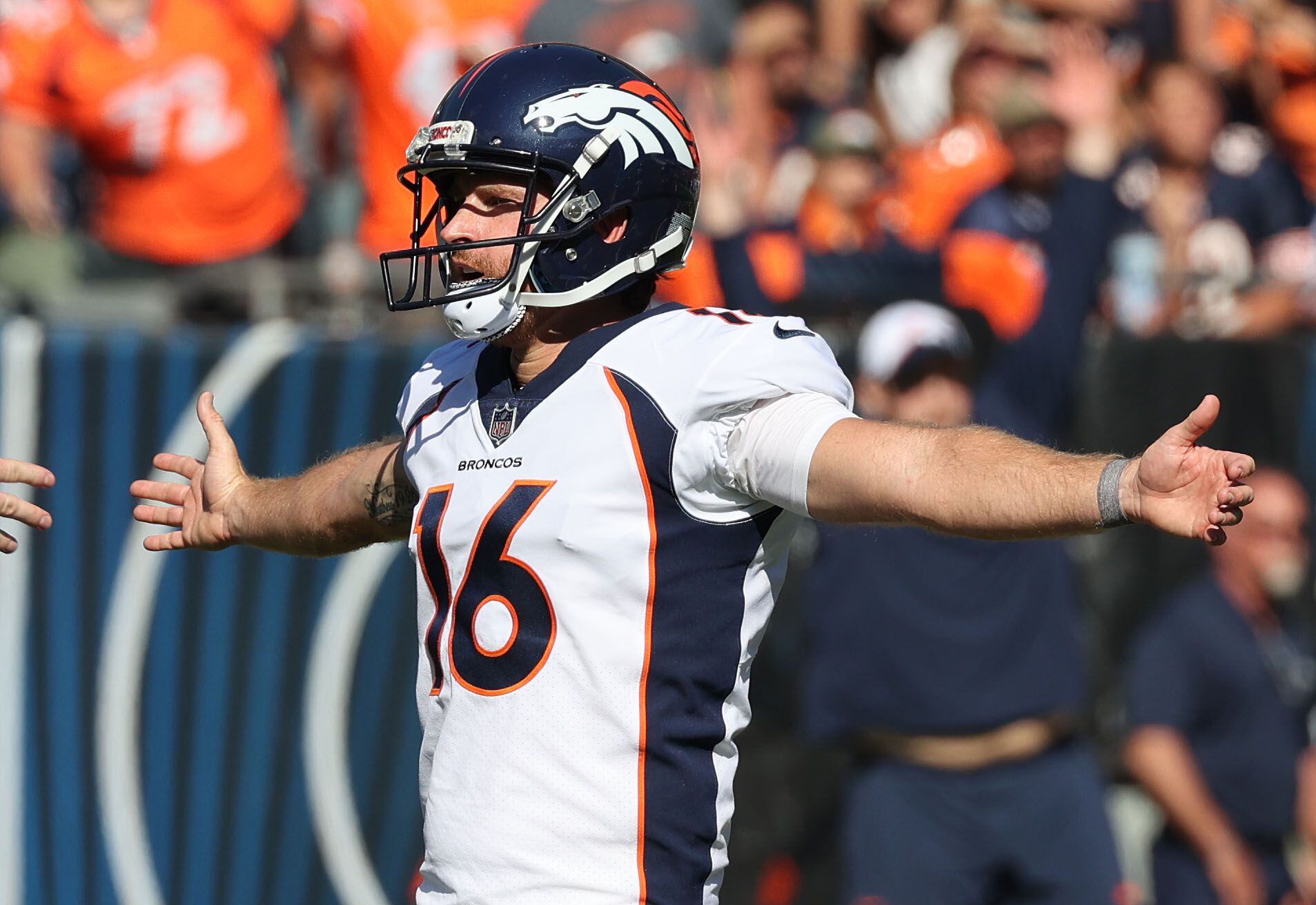 Denver Broncos linebacker Nik Bonitto lassos down Chicago Bears quarterback  Justin Fields for sack