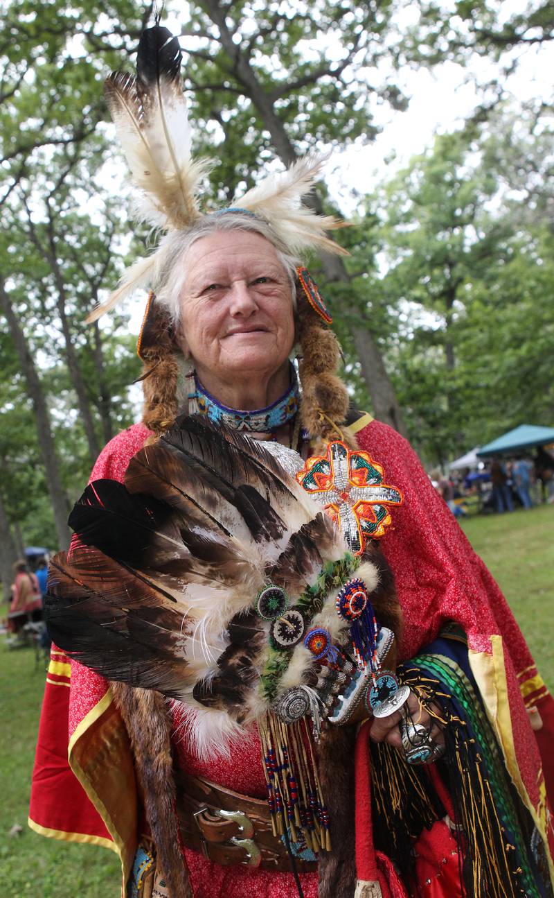 Kris Schalla, of Chicago wears her traditional Sioux Indian regalia during the 30th Annual Potawatami Trails Pow-Wow at Shiloh Park on Saturday, August 26th in Zion. 
Photo by Candace H. Johnson for Shaw Local News Network