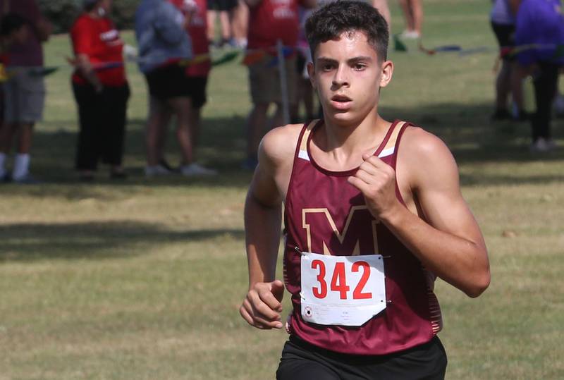 Morris's Diego Lugo runs in the Gary Coates Cross Country Invitational on Saturday, Sept. 14, 2024 Zearing Park in Princeton.