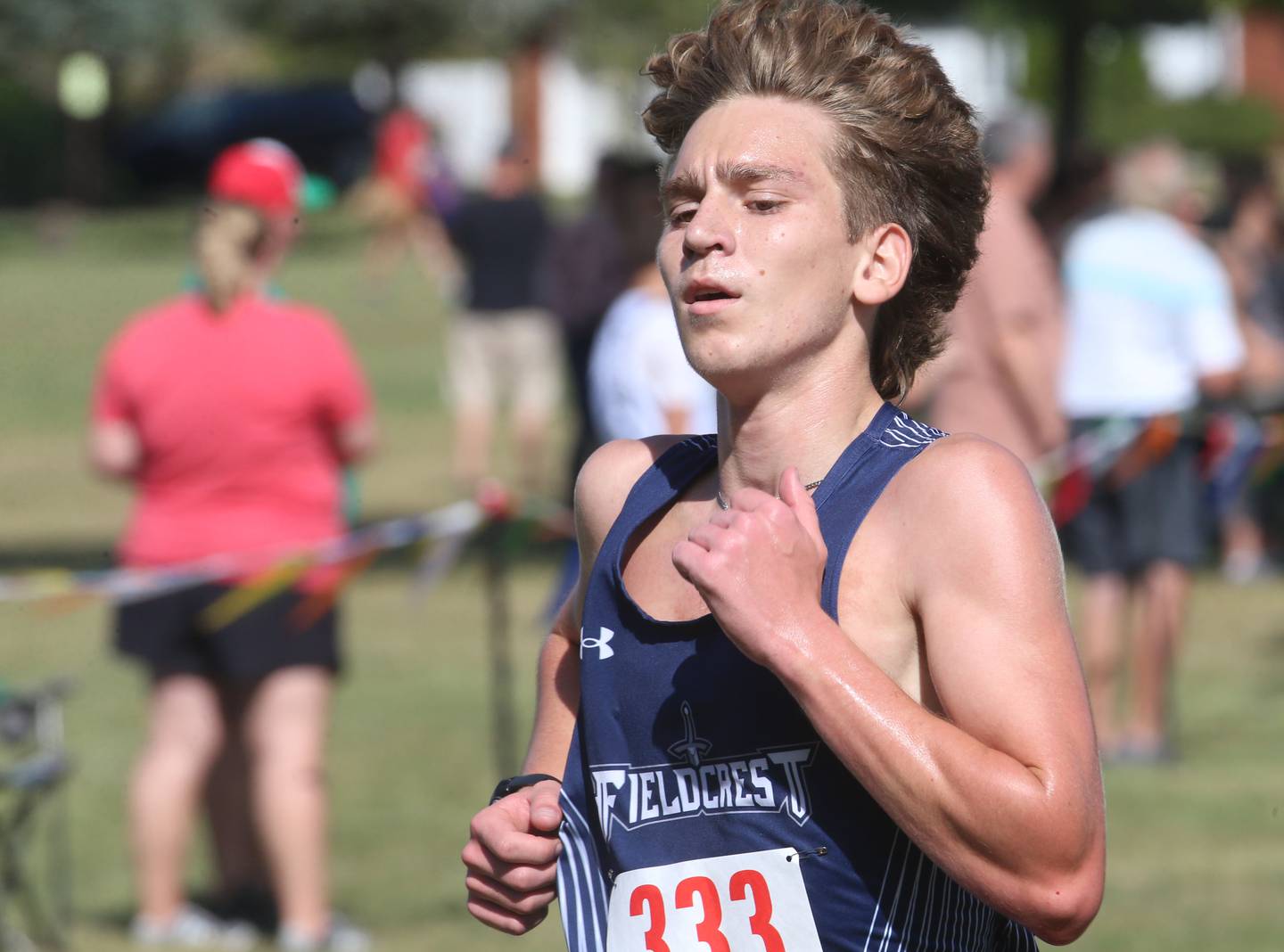 Fieldcrest's Caleb Krischel runs in the Gary Coates Cross Country Invitational on Saturday, Sept. 14, 2024 Zearing Park in Princeton.