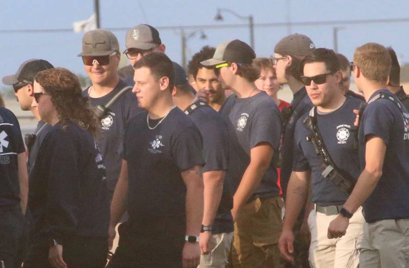 First responders are introduced onto the field before the Illinois Valley Pistol Shrimp game during first responder night on Tuesday, June 11, 2024 at Schweickert Stadium in Peru.