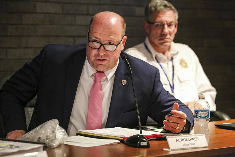 Police Chief Al Roechner speaks to the Joliet City Council on Tuesday in Joliet.