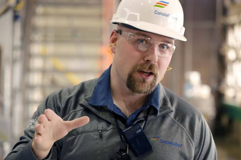 Engineer Connor Friedrichsen explains how the Byron Generating Station operates Tuesday, Oct. 17, 2023, in Byron.