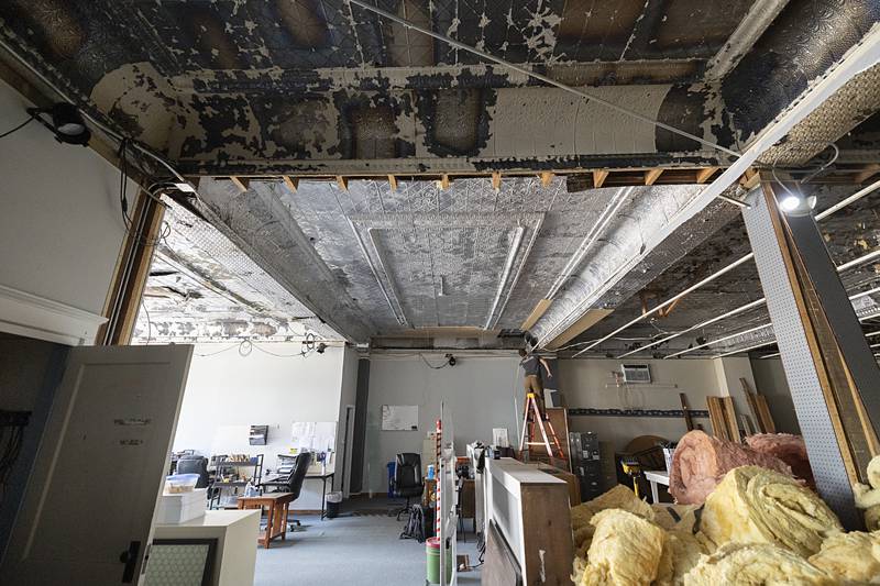 Organizers were excited to uncover an ornate tin ceiling hiding above the drop ceiling. The old building has been many things over the years, including a stable, ice cream shop, bakery and hardware store.