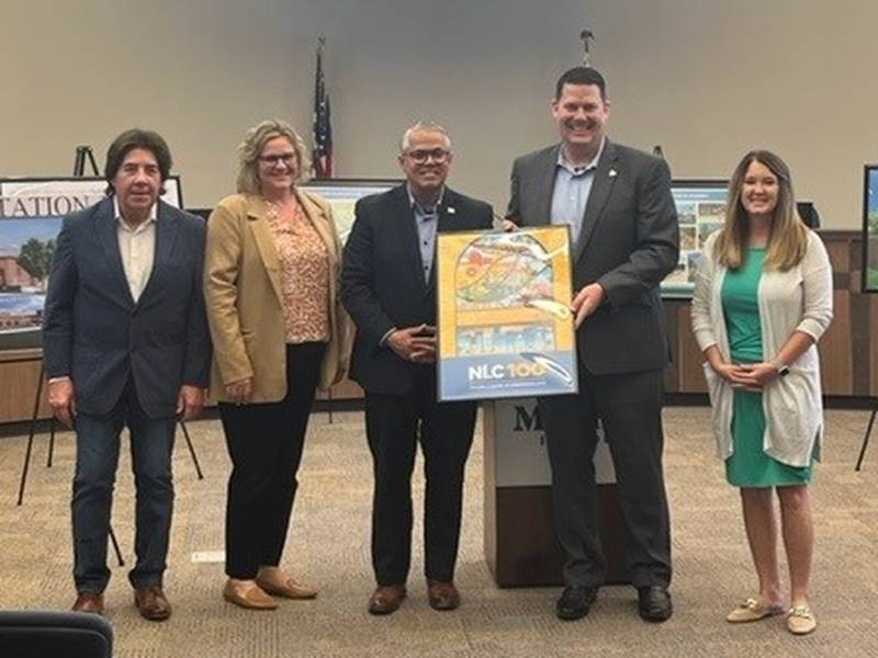 (From left to right) Aldermen Jim Black and Sarah Mettille, 36th Ward Chicago Alderman and National League of Cities Board Member Gil Villegas, City of Morris Mayor Chris Brown and City of Morris City Clerk Lori Werden.