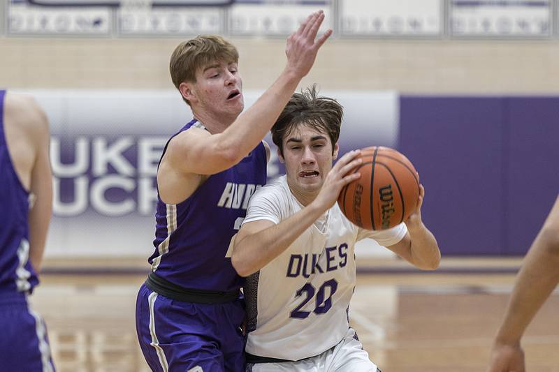 Dixon’s Mason Weigle works the lane Monday, Dec. 5, 2022 in a game against Rochelle.