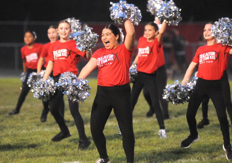 Abigail Granados performs with Streator's Dance for Kix before the varsity football game against Herscher at Doug Dieken Stadium on Friday, Sept. 22, 2023.