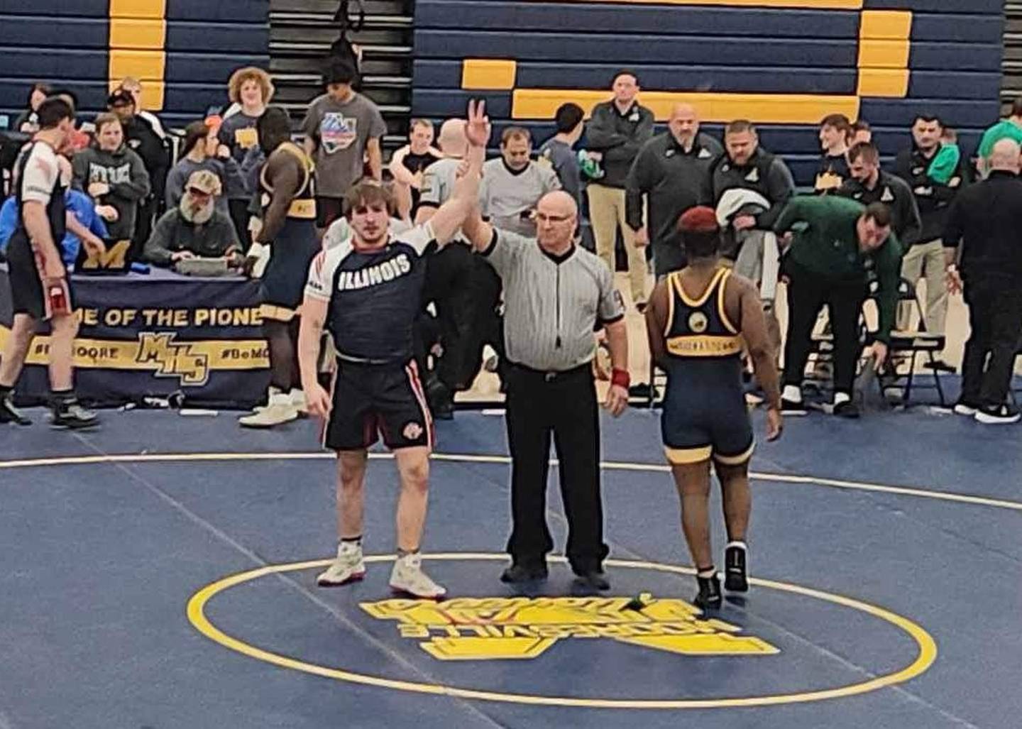 Seneca senior and Team Illinois’ Chris Peura earned a late 215-pound pinfall at the Illinois vs. Indiana All-Star Classic at Mooresville, Indiana sponsored by the Illinois Wrestling Coaches and Officials Association.