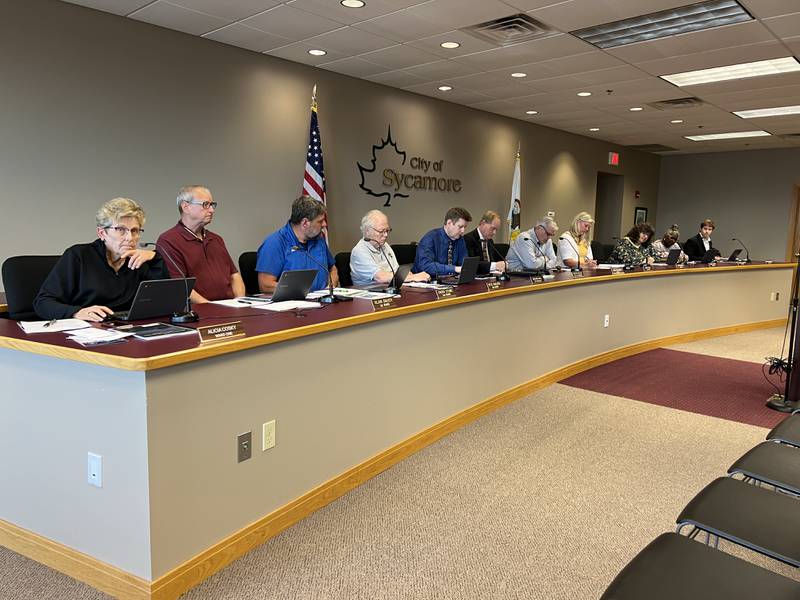 First Ward Alderwoman Alicia Cosky looks on during a Sycamore City Council meeting on May 6, 2024.