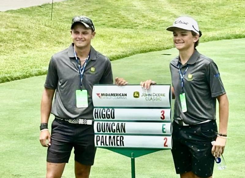 Brothers Colten (left) and Wyatt Novotny brothers got to serve as “Honorary Inside the Ropes Observers" at the John Deere Classic.