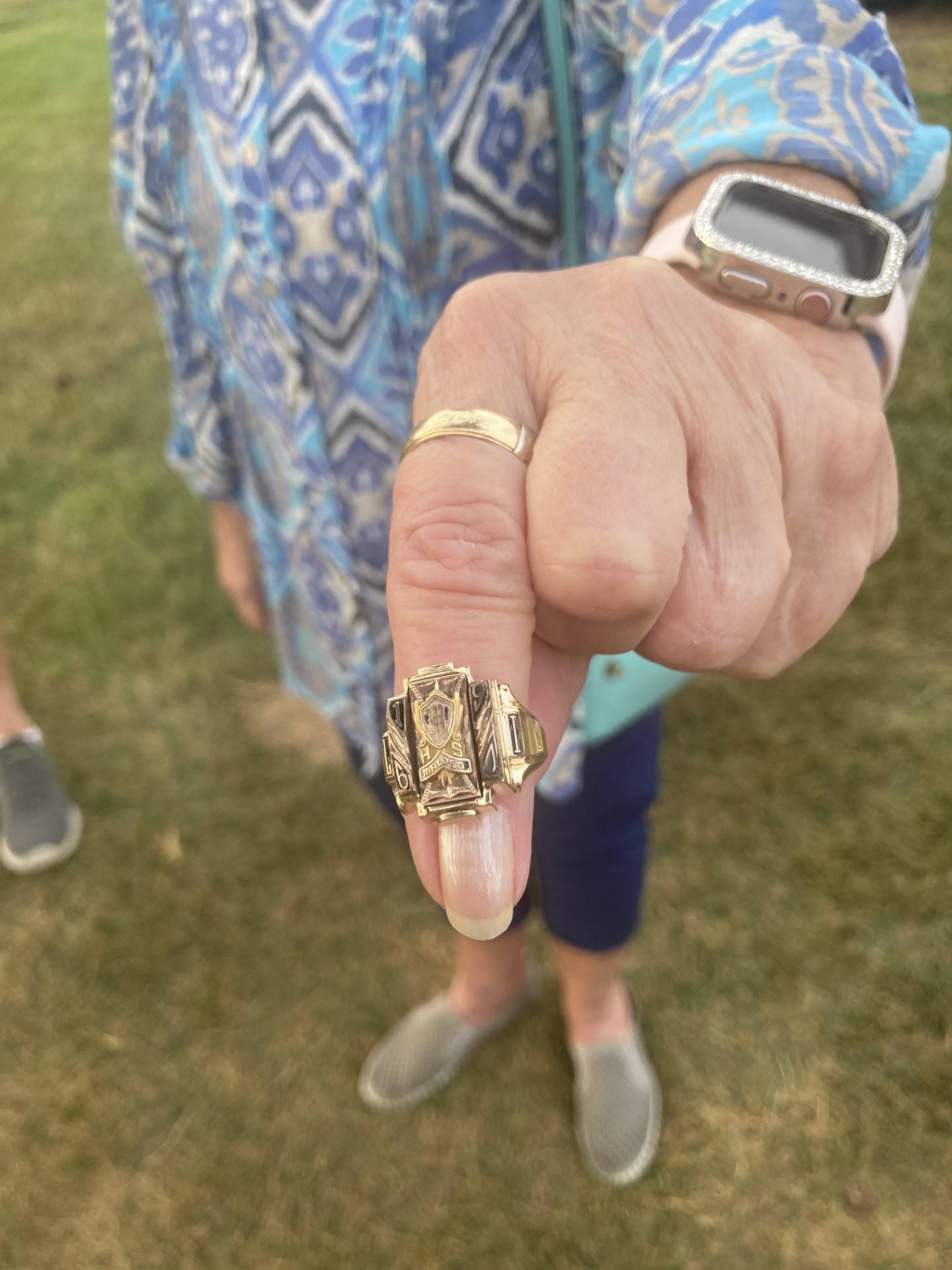 Janice Isaacson of Princeton holds the "miracle ring" that was found after 62 years.