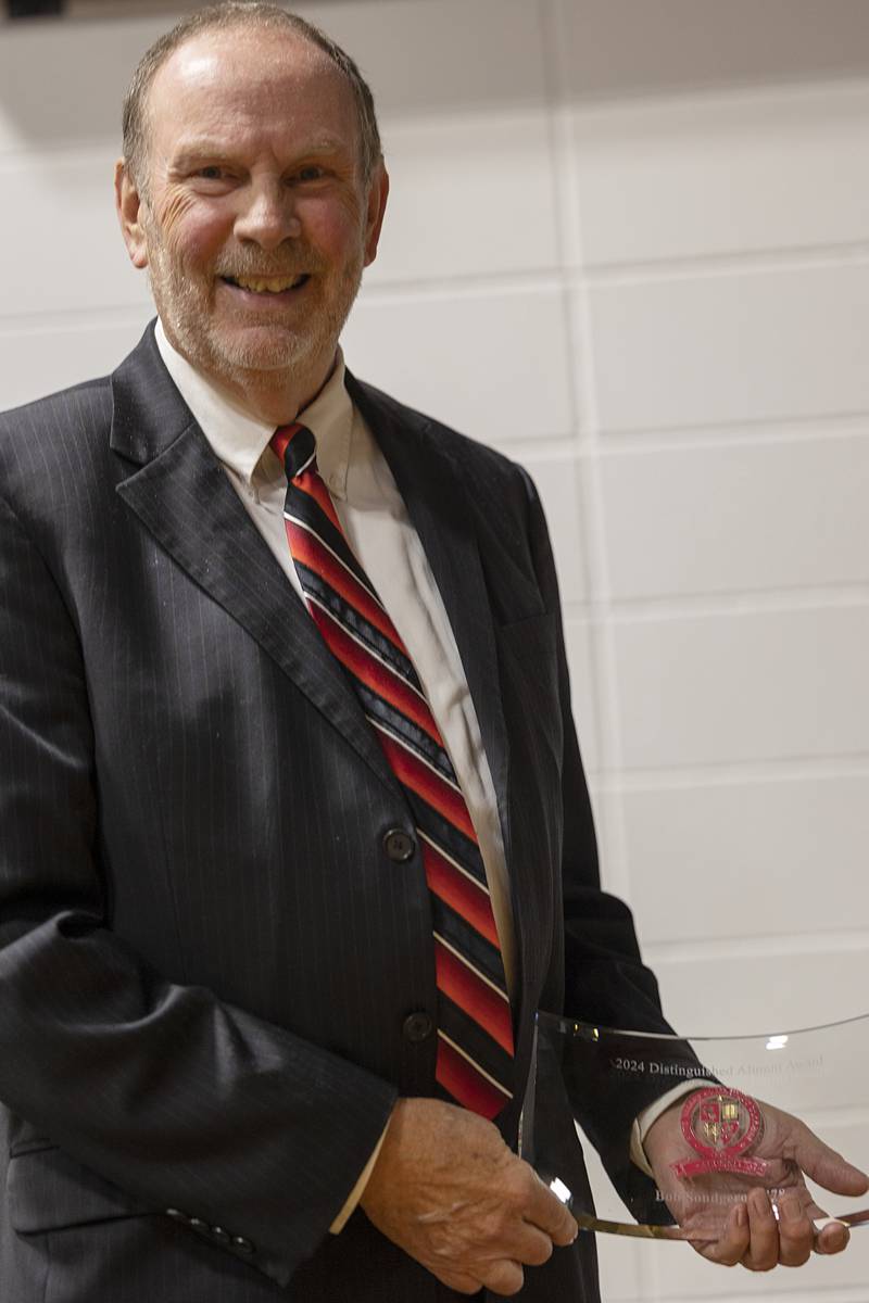 Bob Sondgeroth was awarded the Distinguished Alumnus award Friday, May 10, 2024 during Sauk Valley College’s 2024 commencement ceremony.