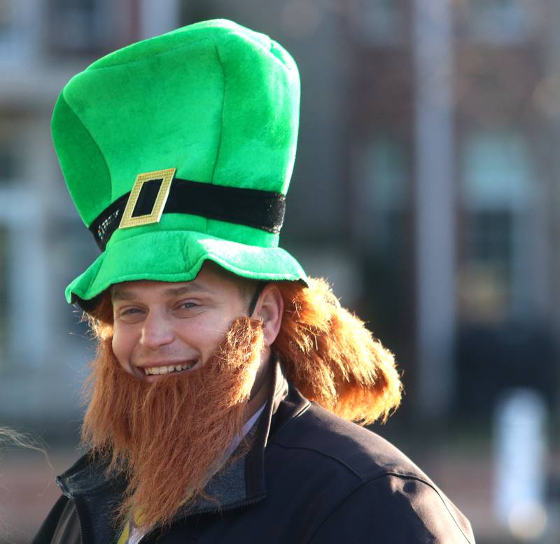 Brandon Eames of McHenry shares a laugh with others at the Shamrocks the Fox Festival in McHenry Friday, March 17, 2023.