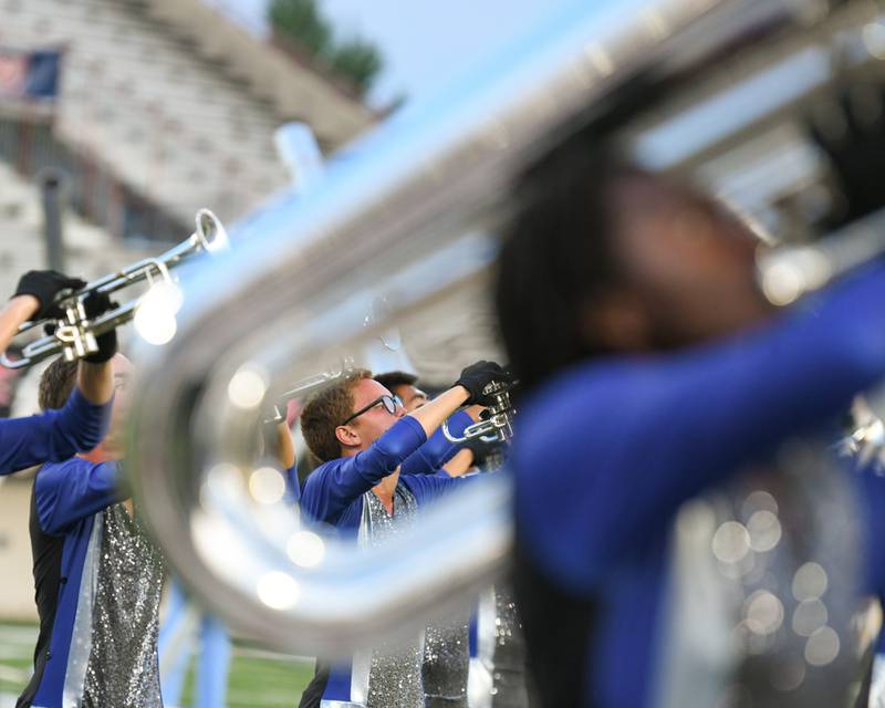 Members of the Blue Stars from La Crosse, Wisconsin, perform at the Drum Corps International Midwest Classic on Saturday, July 13, 2024, at Northern Illinois University Huskie Stadium in DeKalb.