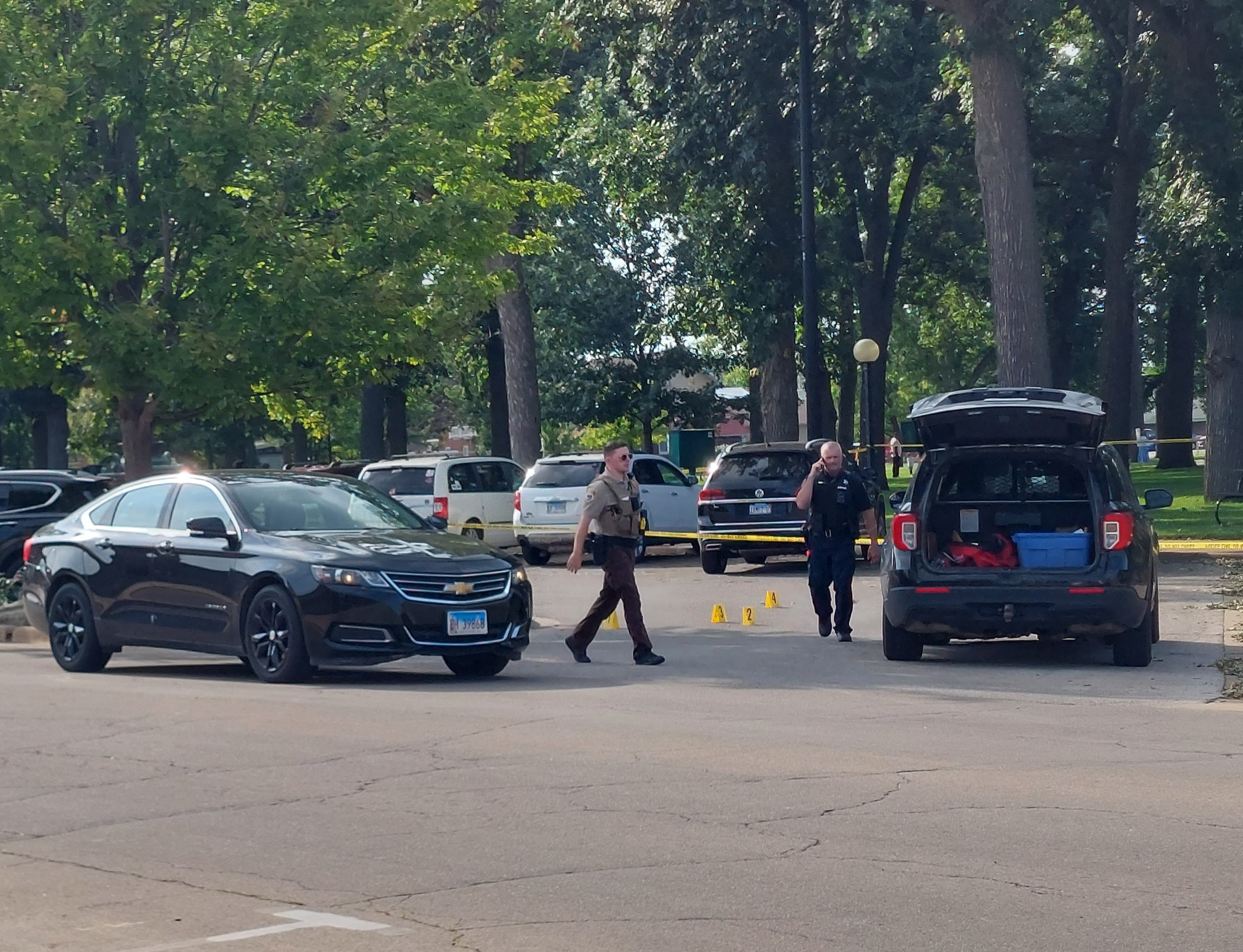 Police investigate the scene Saturday, July 20, 2024, at Streator City Park following a shooting.