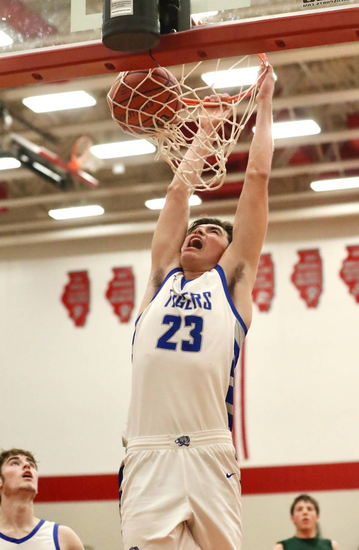 Princeton's Noah LaPorte throws down a  dunk against St. Bede Saturday night in the Colmone Classic.