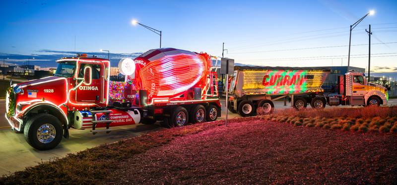 Ozinga's Merry Mixer and Curran Contracting's Holiday Hauler were on display Dec. 12, 2023 at the ChicagoWest Business Center in DeKalb.