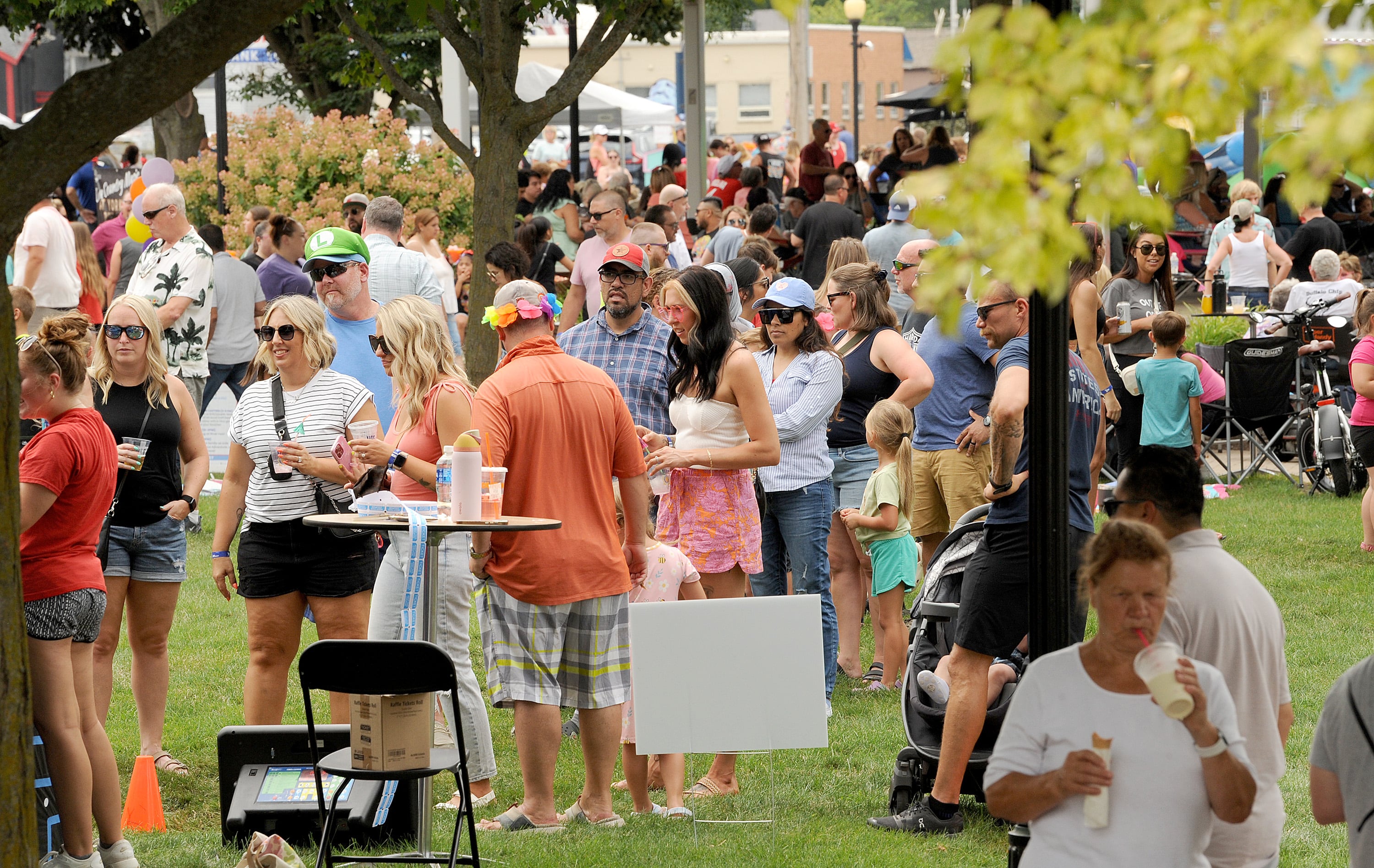 A large crowd gathers during Riverfest on Hydraulic Avenue in Yorkville on Saturday, July 20, 2024.