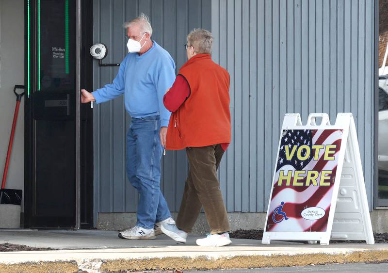 Voters enter the polling place Tuesday, March 19, 2024, at Westminster Presbyterian Church in DeKalb to cast their ballot in the Primary Election.
