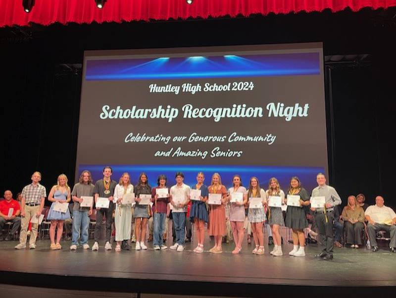 The Huntley District 158 Education Foundation awarded $41,000 in scholarships to 16 Huntley High School seniors at its scholarship recognition ceremony on May 15, 2024