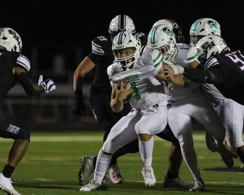 York's Bruno Massel (1) runs with the ball during a football game between York at Plainfield North on Friday, Sept 6th, 2024 in Plainfield. Gary E Duncan Sr for Shaw Local News Network.