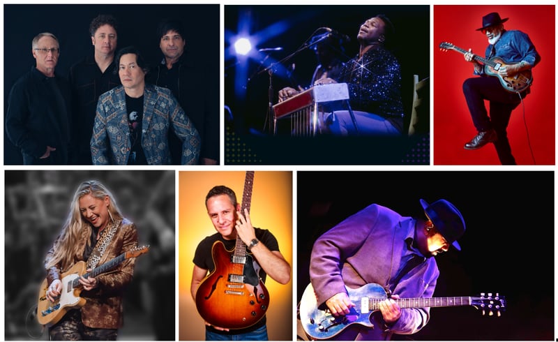 The line-up for Blues on the Fox Festival, June 14-15 at downtown Aurora’s RiverEdge Park, features (top, from left) Big Head Todd and The Monsters, Robert Randolph, Toronzo Cannon, (bottom) Joanne Shaw Taylor, Guy King and Wayne Baker Brooks.