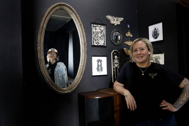 Makenzie Variety and Amanda Brock inside the Wicked Woods & Goods store on Thursday, Oct. 17, 2024. The Richmond metaphysical shop is celebrating its 2nd anniversary.