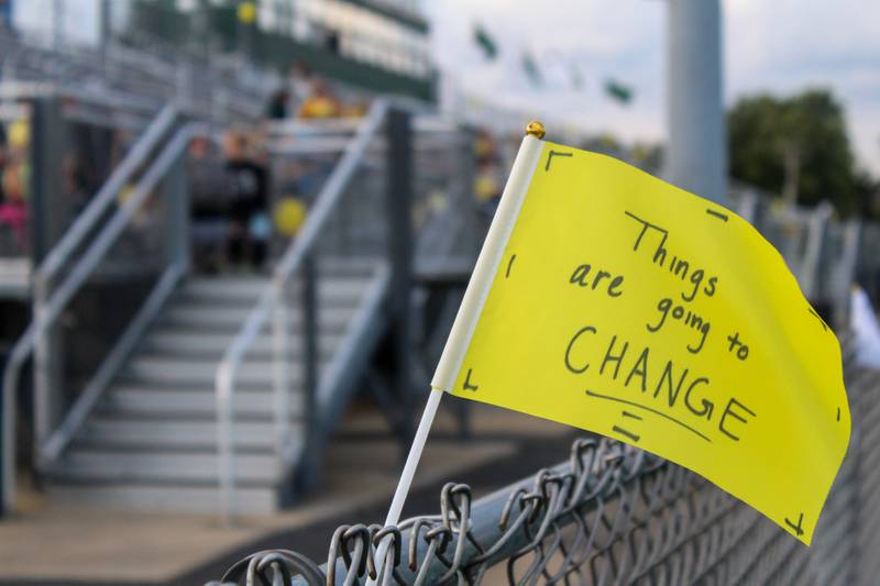 A homemade flag waves in the wind at the third annual Plainfield Suicide Prevention Walk in September 2022. The 2023 event is Saturday. This annual event is free and open to the community.