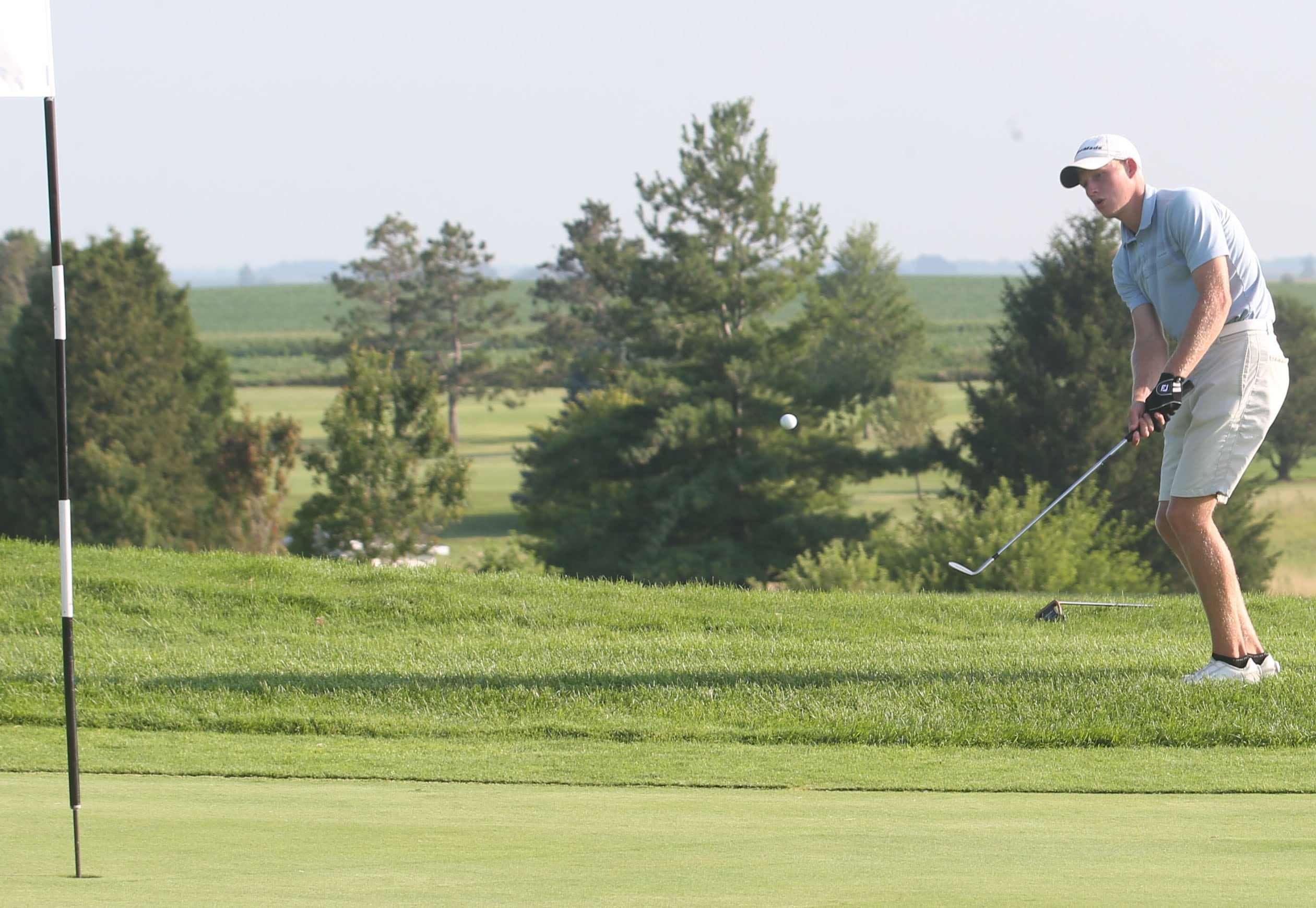 Ben Cyr golfs on the 17th hole during the Illinois Valley Mens Golf Championship on Sunday, July 28. 2024 at Mendota Golf Club.