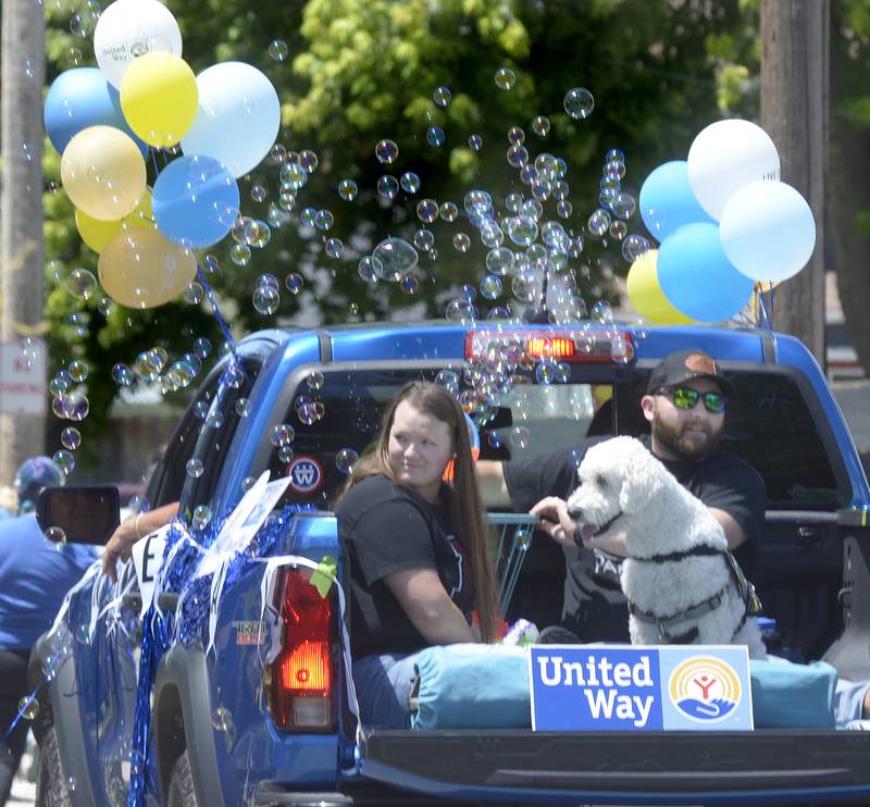 he United Way float provided those along the parade route with bubbles as they motor down Broadway Sunday  in the Marseilles Fun Days Parade.