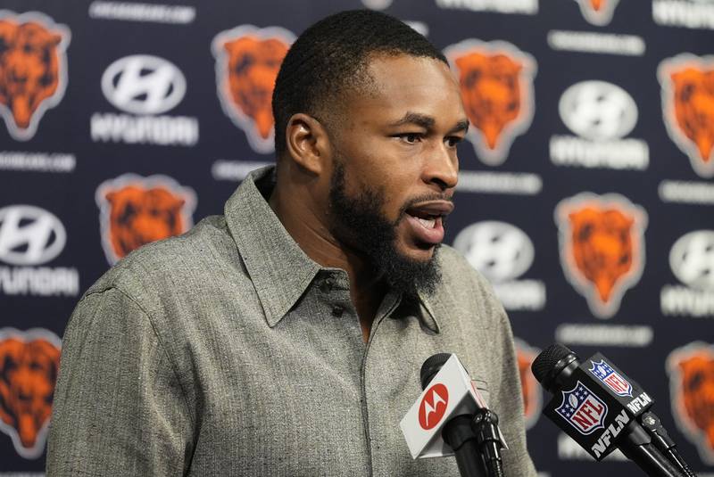 Chicago Bears safety Kevin Byard speaks during an NFL football press conference Thursday, March 14, 2024, at Halas Hall in Lake Forest, Ill. (AP Photo/Erin Hooley)