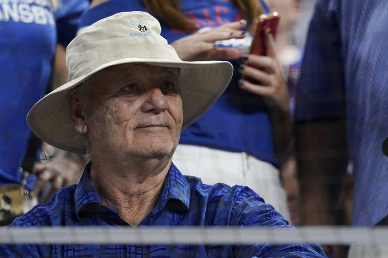 Actor Bill Murray watches a baseball game between the Miami Marlins and the Chicago Cubs, Saturday, April 29, 2023, in Miami.